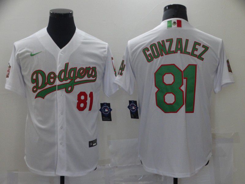 Men Los Angeles Dodgers #81 Gonzalez White Game 2021 Nike MLB Jersey->los angeles dodgers->MLB Jersey